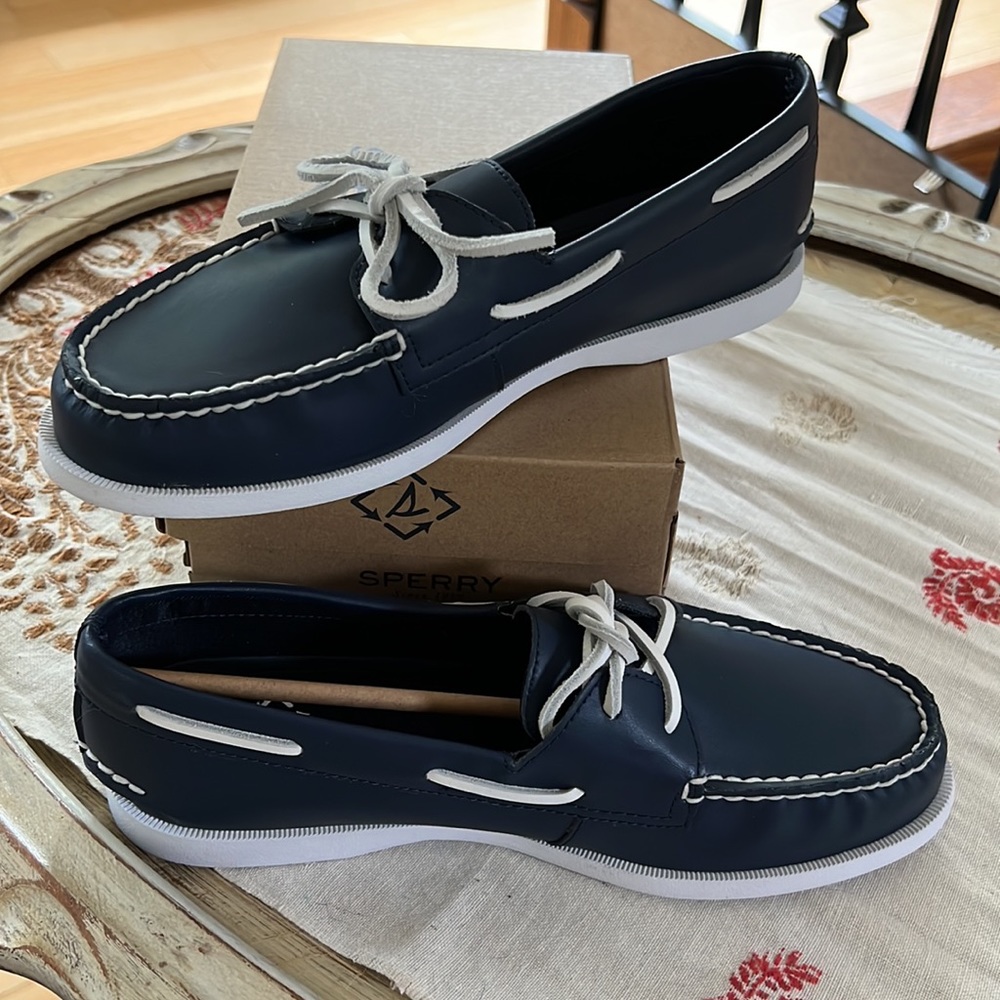 Sperry Eye Sea Loafers, Navy & White, 8.5